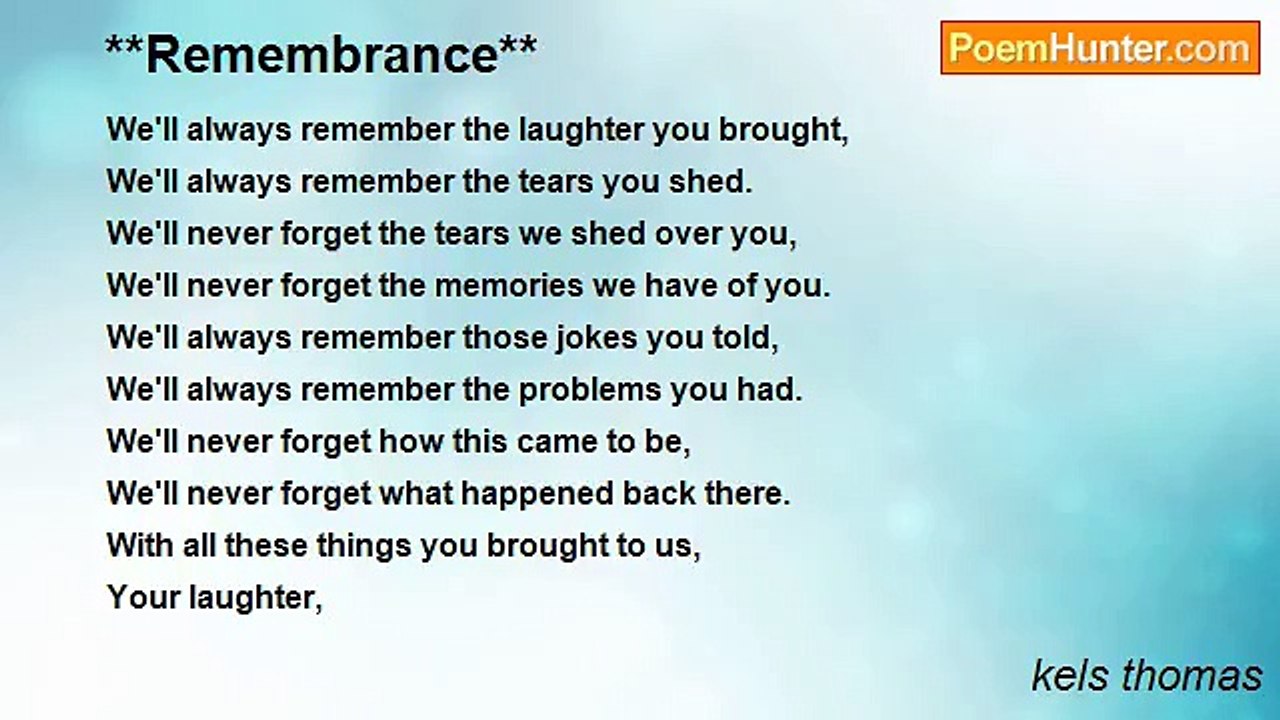 kels thomas - **Remembrance**