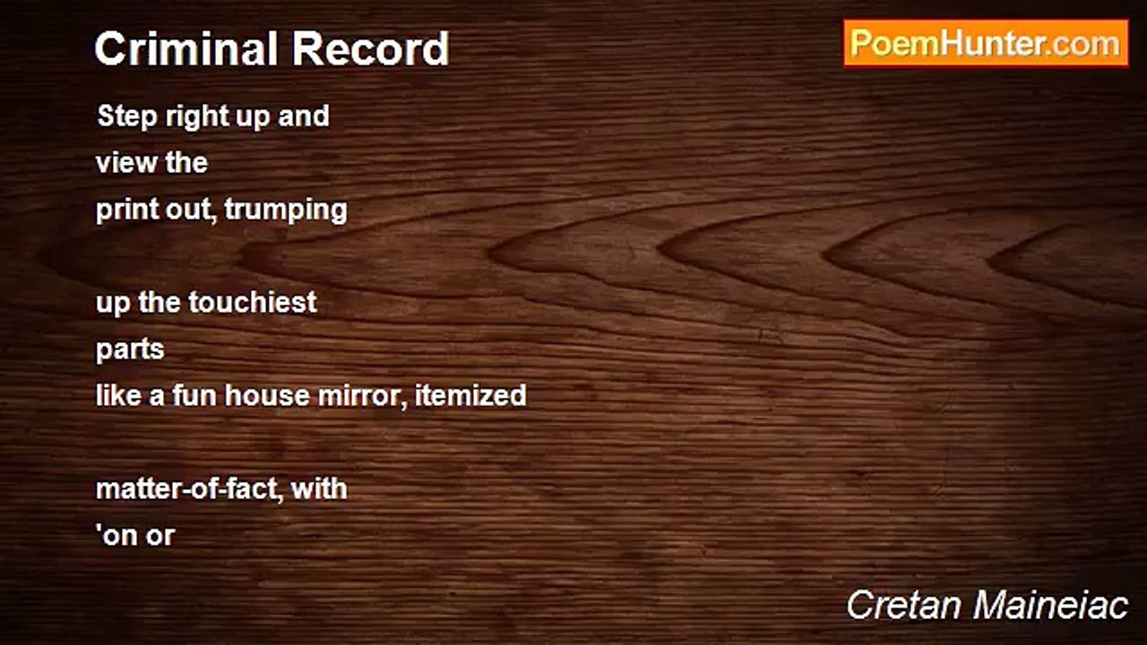 Cretan Maineiac - Criminal Record