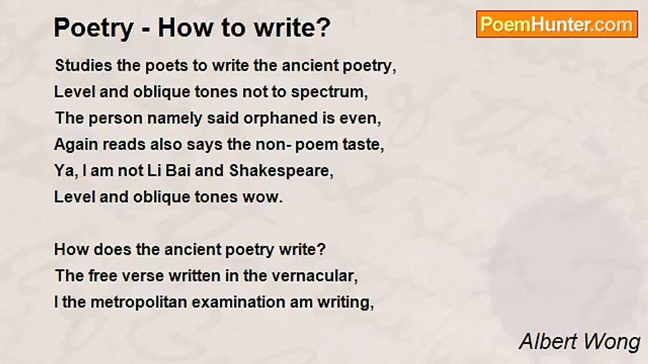 Albert Wong - Poetry - How to write?