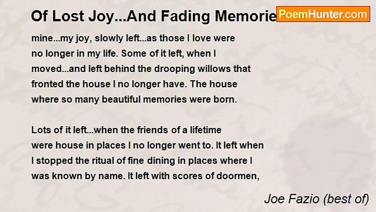 Joe Fazio (best of) - Of Lost Joy...And Fading Memories