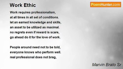 Marvin Brato Sr - Work Ethic