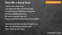 Amanda Lukas - Save Me a Good Seat