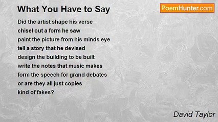 David Taylor - What You Have to Say