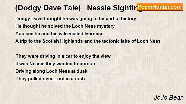 JoJo Bean - (Dodgy Dave Tale) Nessie Sighting