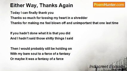 Indiscreet Episode - Either Way, Thanks Again