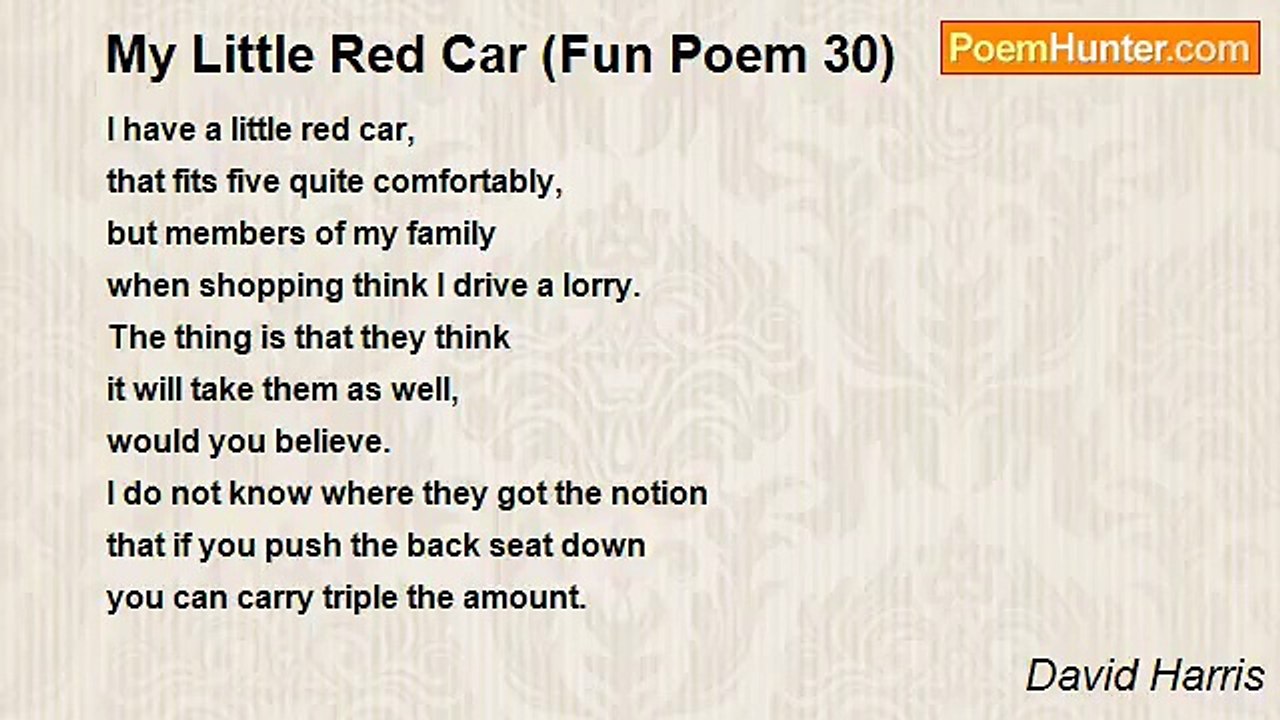 David Harris - My Little Red Car (Fun Poem 30)