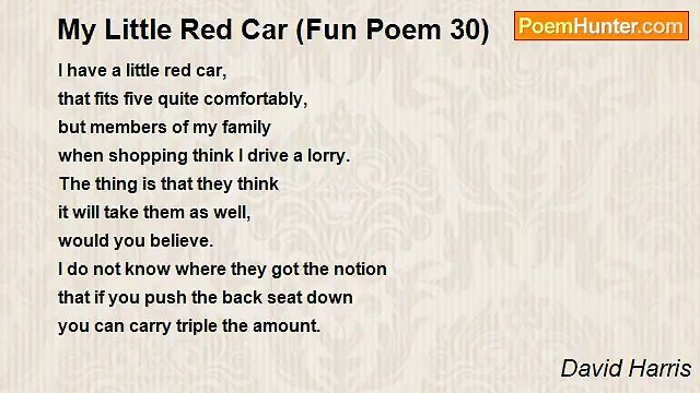 David Harris - My Little Red Car (Fun Poem 30)