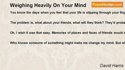 David Harris - Weighing Heavily On Your Mind