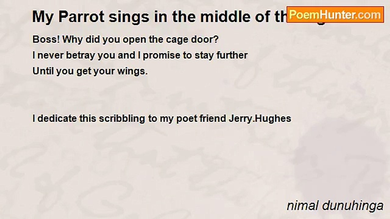 nimal dunuhinga - My Parrot sings in the middle...