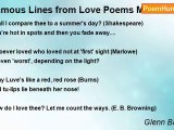 Glenn Bagshaw - Famous Lines from Love Poems Made into Couplets...