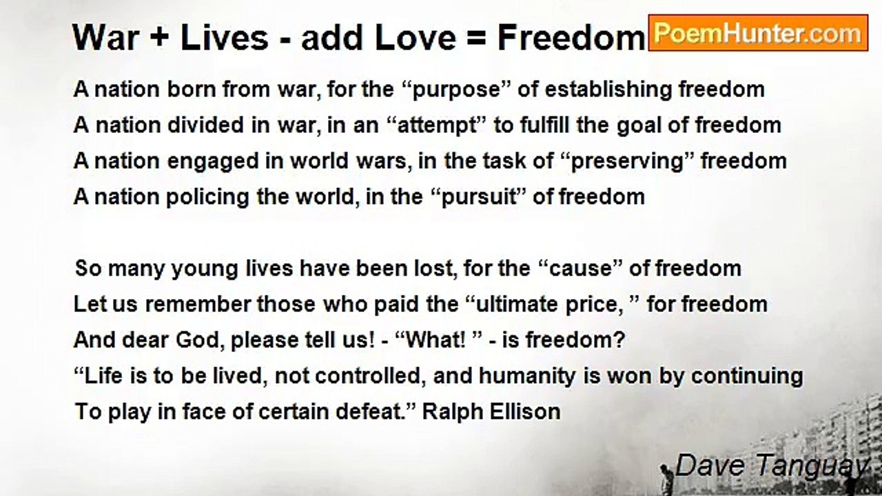 Dave Tanguay - War + Lives - add Love = Freedom