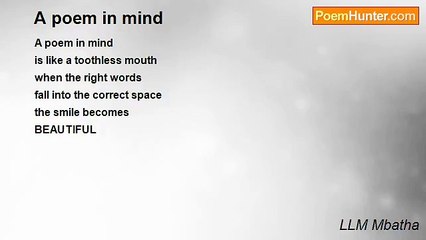 LLM Mbatha - A poem in mind