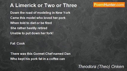 Theodora (Theo) Onken - A Limerick or Two or Three
