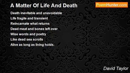 David Taylor - A Matter Of Life And Death