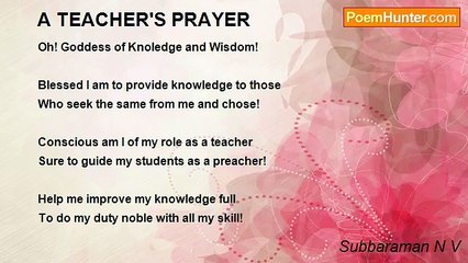 Subbaraman N V - A TEACHER'S PRAYER