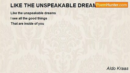 Aldo Kraas - LIKE THE UNSPEAKABLE DREAMS