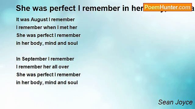 Sean Joyce - She was perfect I remember in her body, mind and soul