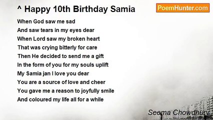 Seema Chowdhury - Happy 10th Birthday Samia