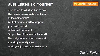 David Taylor - Just Listen To Yourself