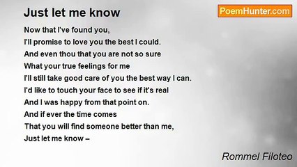 Rommel Filoteo - Just let me know