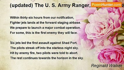 Reginald Walker - (updated) The U. S. Army Ranger, a poetic series, On the verge of war 7