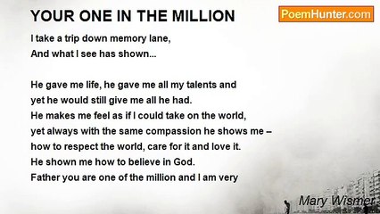 Mary Wismer - YOUR ONE IN THE MILLION