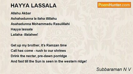 Subbaraman N V - HAYYA LASSALA
