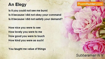 Subbaraman N V - An Elegy
