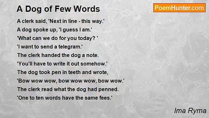 Ima Ryma - A Dog of Few Words