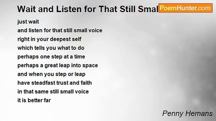 Penny Hemans - Wait and Listen for That Still Small Voice