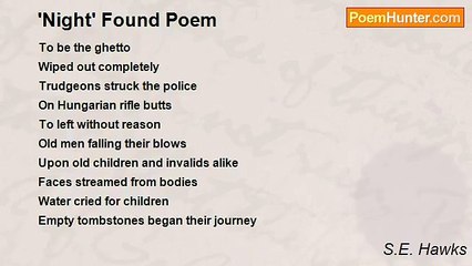 S.E. Hawks - 'Night' Found Poem