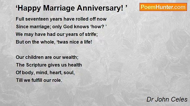 Dr John Celes - ‘Happy Marriage Anniversary! ’