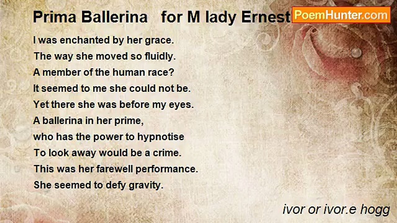 ivor or ivor.e hogg - Prima Ballerina   for M lady Ernestine