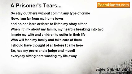 Ravi Sathasivam - A Prisoner's Tears...