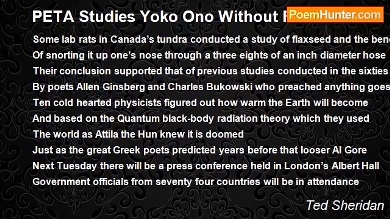 Ted Sheridan - PETA Studies Yoko Ono Without Fur