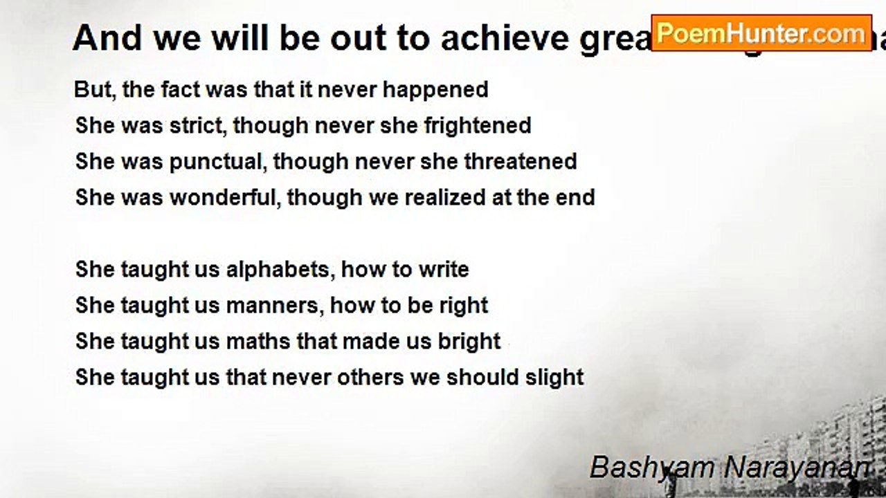Bashyam Narayanan - And we will be out to achieve great things of chaste