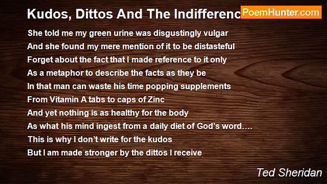 Ted Sheridan - Kudos, Dittos And The Indifference Of Dildos