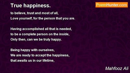 Mahfooz Ali - True happiness.