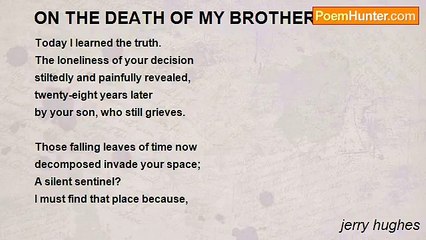 jerry hughes - ON THE DEATH OF MY BROTHER