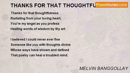 MELVIN BANGGOLLAY - THANKS FOR THAT THOUGHTFULNESS
