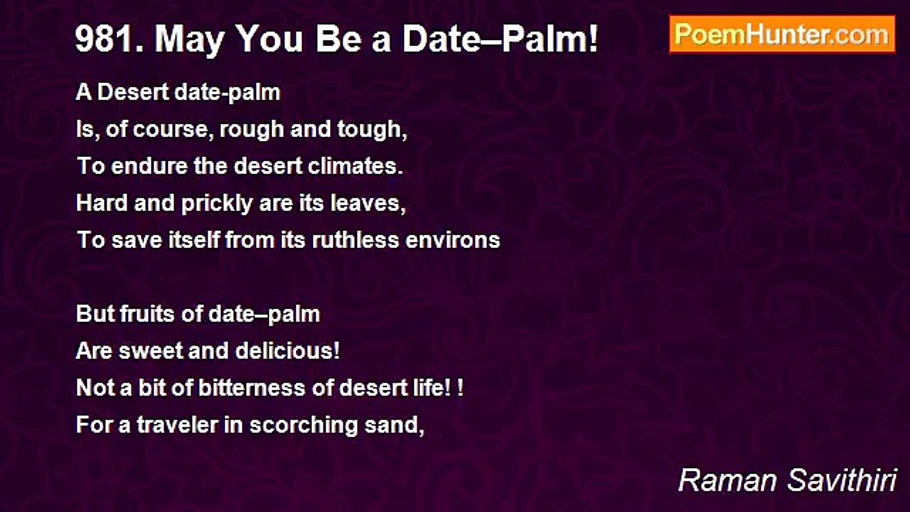 Raman Savithiri - 981. May You Be a Date–Palm!