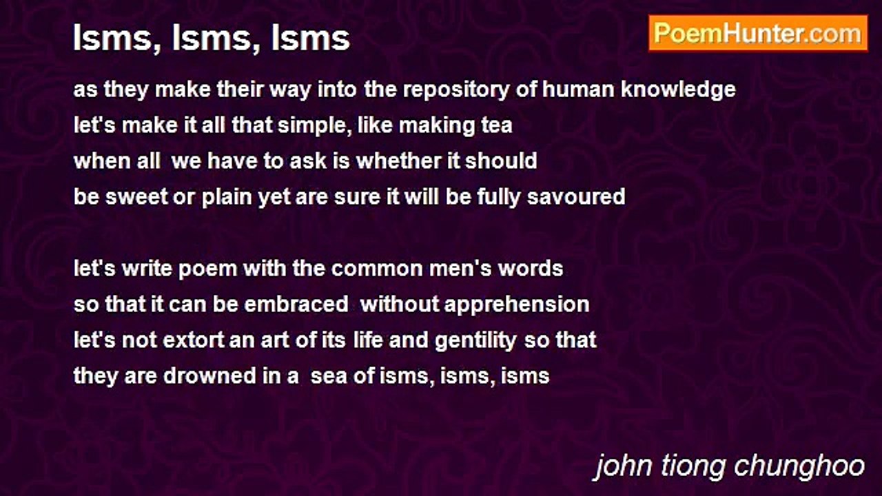 john tiong chunghoo - Isms, Isms, Isms