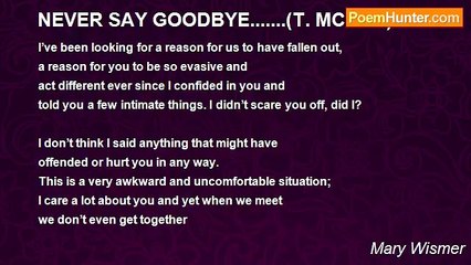 Mary Wismer - NEVER SAY GOODBYE.......(T. MCRAE)