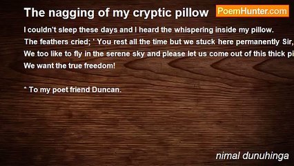 nimal dunuhinga - The nagging of my cryptic pillow