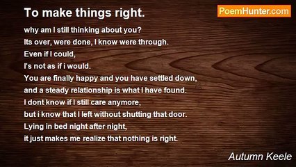 Autumn Keele - To make things right.