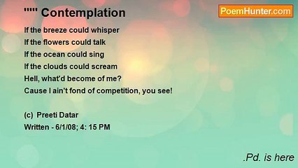 .Pd. is here - ''''' Contemplation