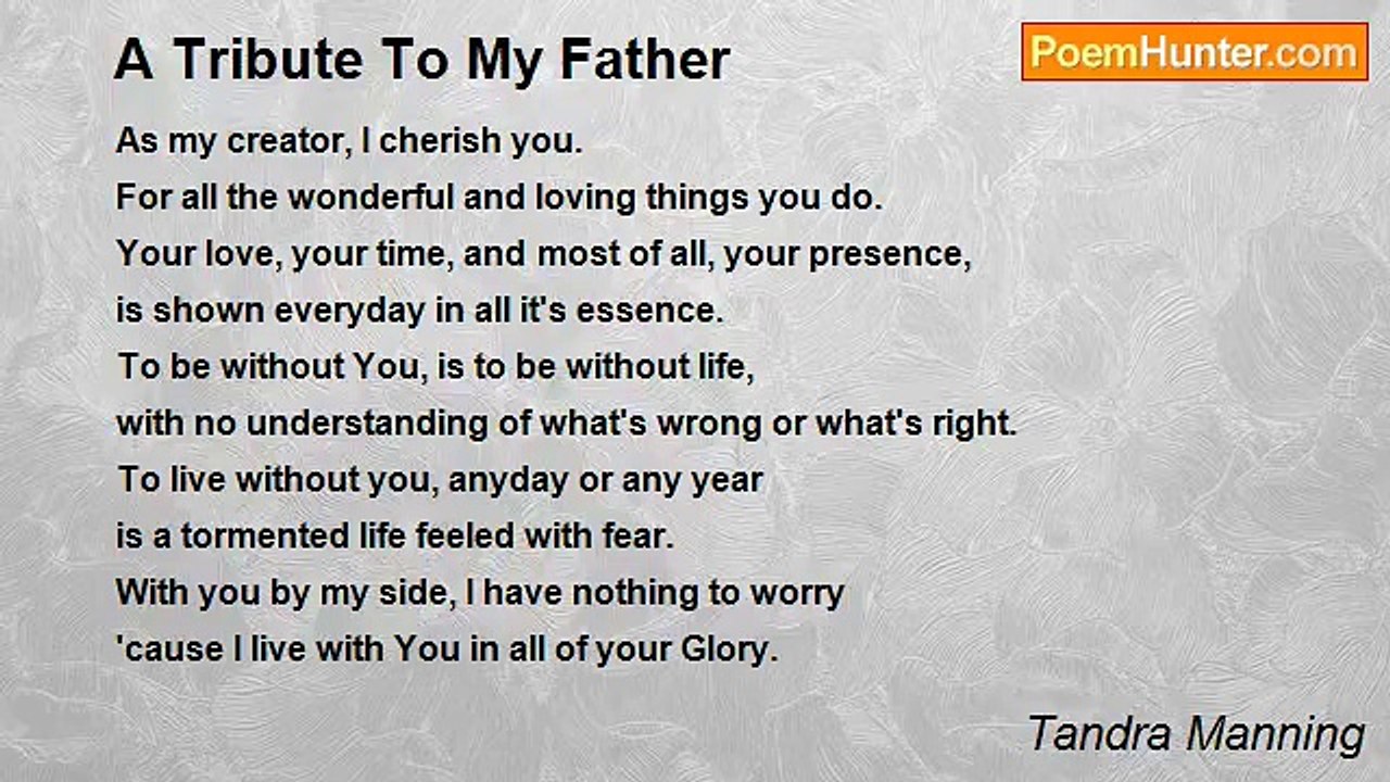 Tandra Manning - A Tribute To My Father