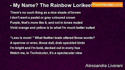 Alessandra Liverani - - My Name? The Rainbow Lorikeet Of Course: : Humour