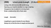 Melvina Germain - (998)       Live-Love-Laugh   (3 Acrostics)