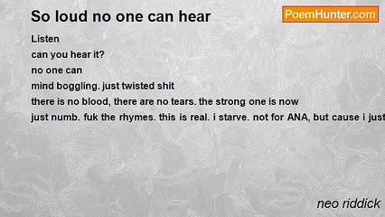 neo riddick - So loud no one can hear